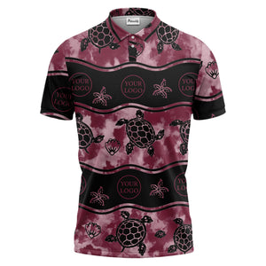 wavy band sea turtles starfish monochrome polo shirt for men