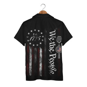 We The People Distressed Hawaiian Shirt - Vintage Stars & Stripes Eagle Flag Print
