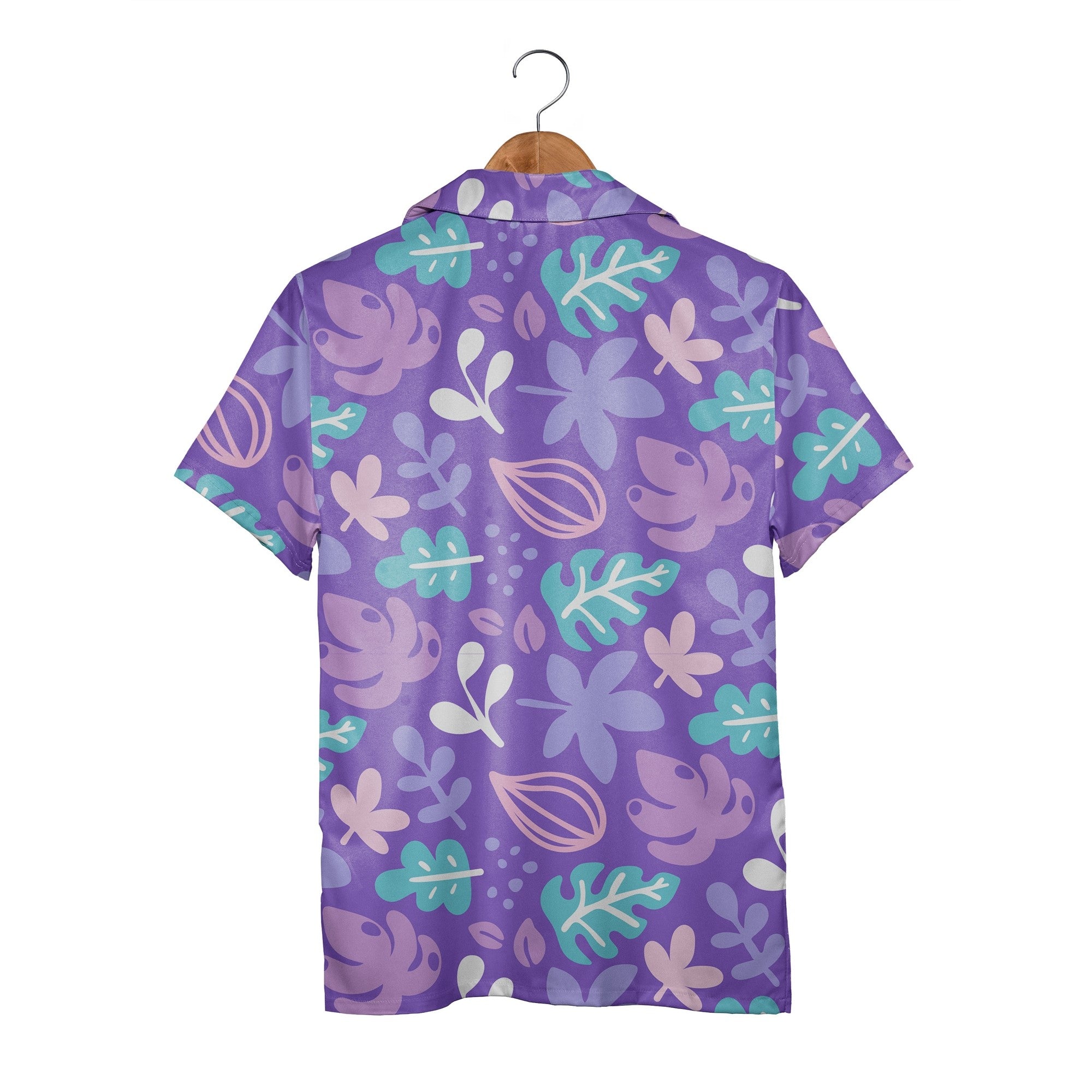 Whimsical Abstract Botanical Hawaiian Shirt in Lavender and Pink