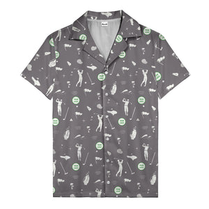 Whimsical Golfers Palm Wave Hawaiian Shirt Aloha Button Down Shirt