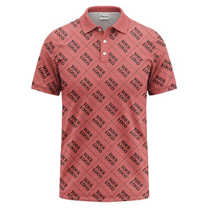 your logo diamond grid monochrome custom polo shirt for men