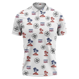 america 250 tropical islands palm flags illustrated patriotic polo shirt for men