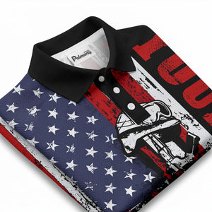 american flag military helmet combat boots polo shirt for men