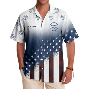 american flag stars & stripes patriotic hawaiian shirt for men