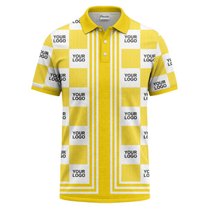barcode graphic custom logo black white polo shirt for men