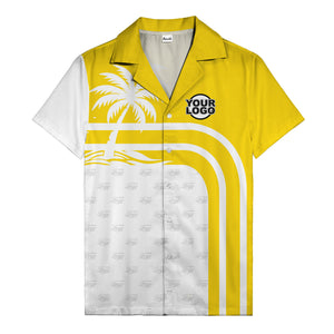 black and white palm trees curved stripes hawaiian shirt