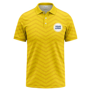 black chevron dot geometric pattern custom logo polo shirt for men
