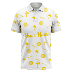 black palm tree silhouettes personalized polo shirt with custom logos