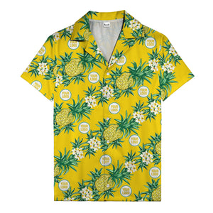 black pineapple & plumeria photographic all over hawaiian shirt