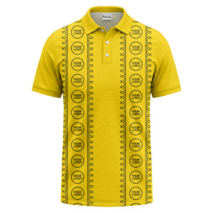 black white fish symbol repeat pattern golf polo shirt