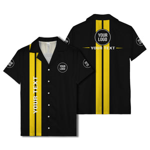 bold vertical stripe custom logo hawaiian shirt for men