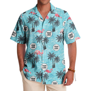 caribbean flamingos & palm trees vintage aloha hawaiian shirt