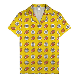 cartoon football field custom logo pattern black hawaiian shirt for men