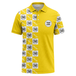 checkerboard repeat logo text black white customizable polo shirt
