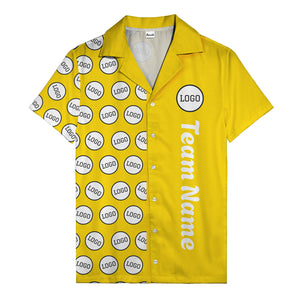 circle logo columns & team name text graphic black white hawaiian shirt