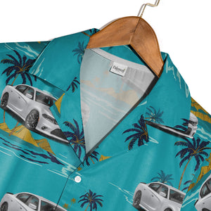 Classic Muscle Car Hawaiian Shirt with Palm Trees and Island Scene