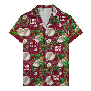 coconut palms & ice cubes on black beach photo hawaiian shirt for men