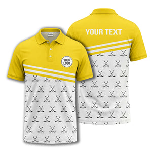 crossed golf clubs & balls repeat pattern polo shirt for men