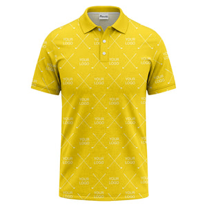 crossed golf clubs & logo repeat graphic polo shirt for men