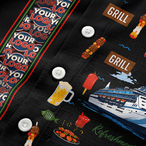 cruise ship grill & refreshments fun cartoon hawaiian shirt for men