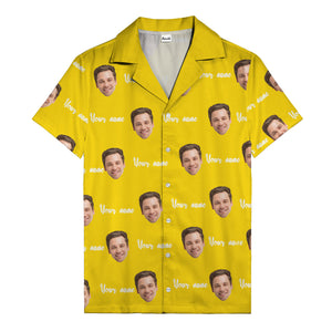 custom face portrait & personalized text repeat hawaiian shirt