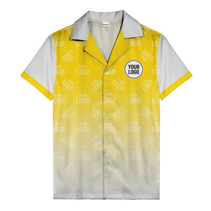 custom logo gradient fade black to white hawaiian shirt