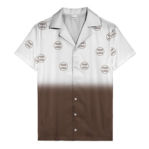 custom logo ombre gradient black white hawaiian shirt