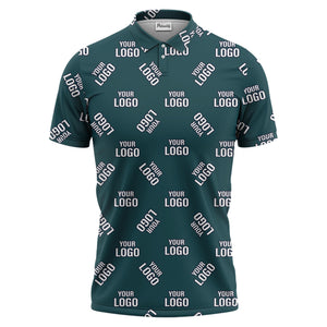 custom logo pattern polo shirt - repeating text all over print design
