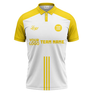 custom logo & team text white black sports jersey polo shirt for men