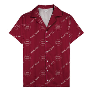 custom logo & text repeat black hawaiian shirt for personalized branding