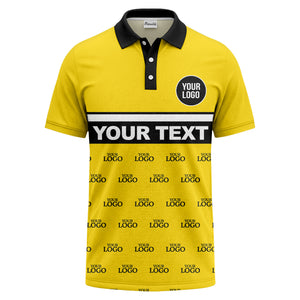 custom monogram logo repeat & text banner all over polo shirt