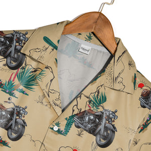 Custom Motorcycle Desert Hawaiian Shirt with Cactus Landscape