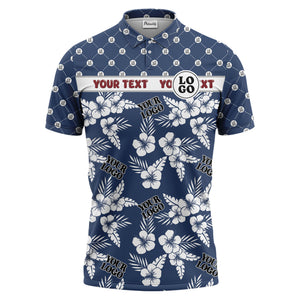 tropical hibiscus custom logo polo hawaiian shirt