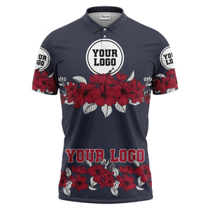 hibiscus floral polo shirt hawaiian shirt