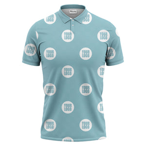 custom logo repeating polo shirt hawaiian shirt