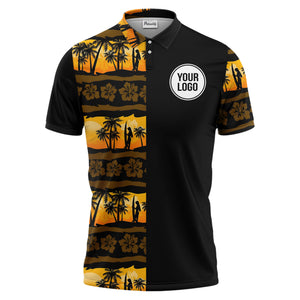 tropical sunset surfer polo shirt hawaiian shirt