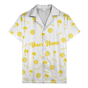 custom palm tree silhouette & name logo black white hawaiian shirt