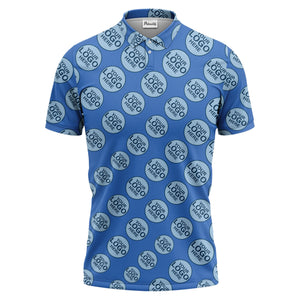 Custom Repeating Geometric Circles Logo Polo Shirt For Personalized Branding