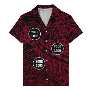 customizable logo circles pattern black hawaiian shirt for men