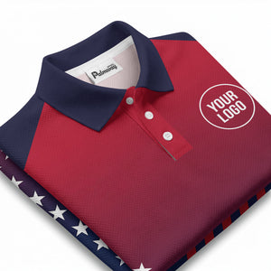 diagonal stars & stripes gradient patriotic polo shirt for men