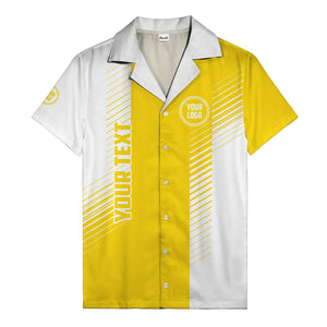diagonal stripes & custom logo monochrome hawaiian shirt
