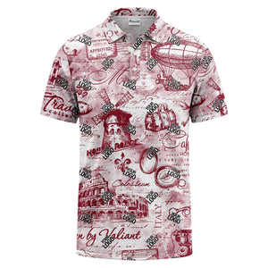eiffel tower & airship sketched landmark polo shirt for men