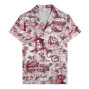 eiffel tower colosseum coffee sketch vintage travel hawaiian shirt