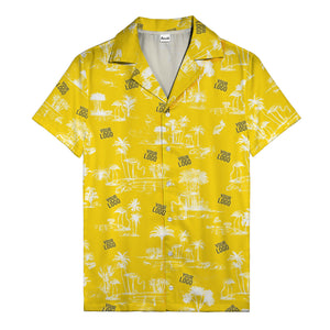 flamingo oasis black palm trees repeat pattern hawaiian shirt for men
