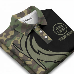 forest camouflage deer antlers personalized logo all over print polo shirt