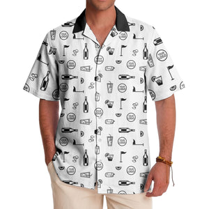golf course cocktail party repeating illustrations hawaiian shirt for men