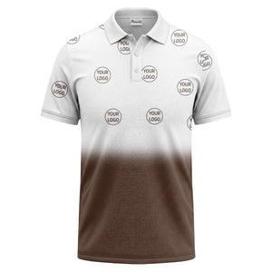 gradient black white custom logo repeat polo shirt