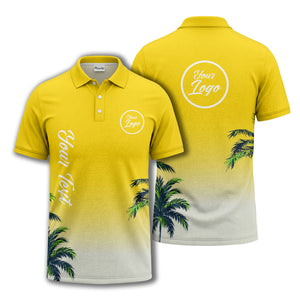 gradient fade palm trees silhouette polo shirt with custom text