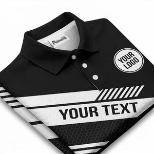 hexagon diagonal stripe geometric custom logo modern polo shirt