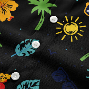 hibiscus palm sunglasses watercolor hawaiian shirt for men
